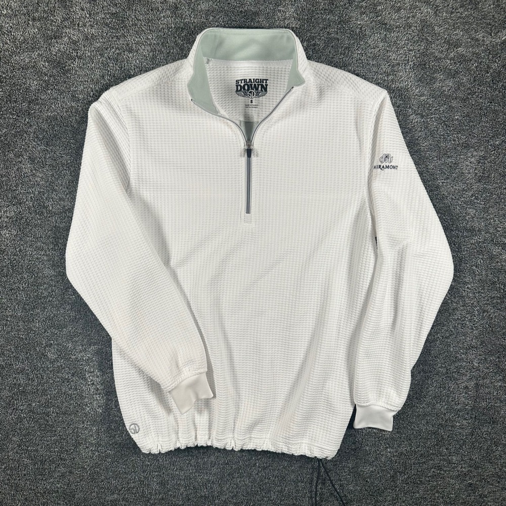 Straight Down Pullover Mens Small 1/4 Zip White Active Waffle Knit Miramont Golf